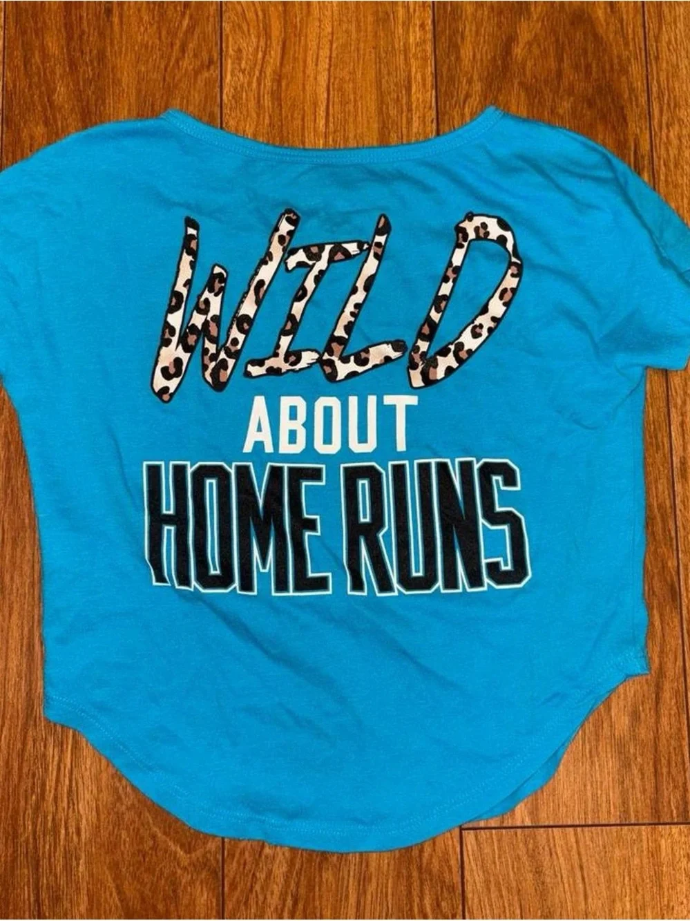 Y2K Justice sparkle softball tee with leopard print